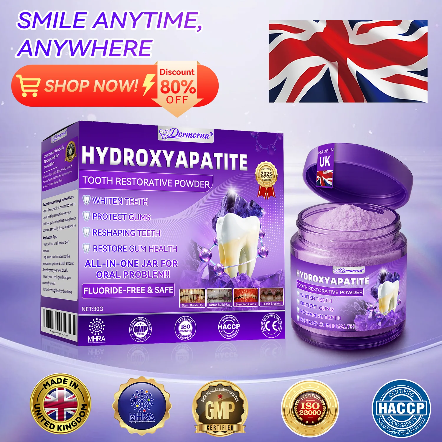 🎉 New Year Special: 80% OFF 🏆 Dormorna® Hydroxyapatite Tooth Restorative Powder 🦷