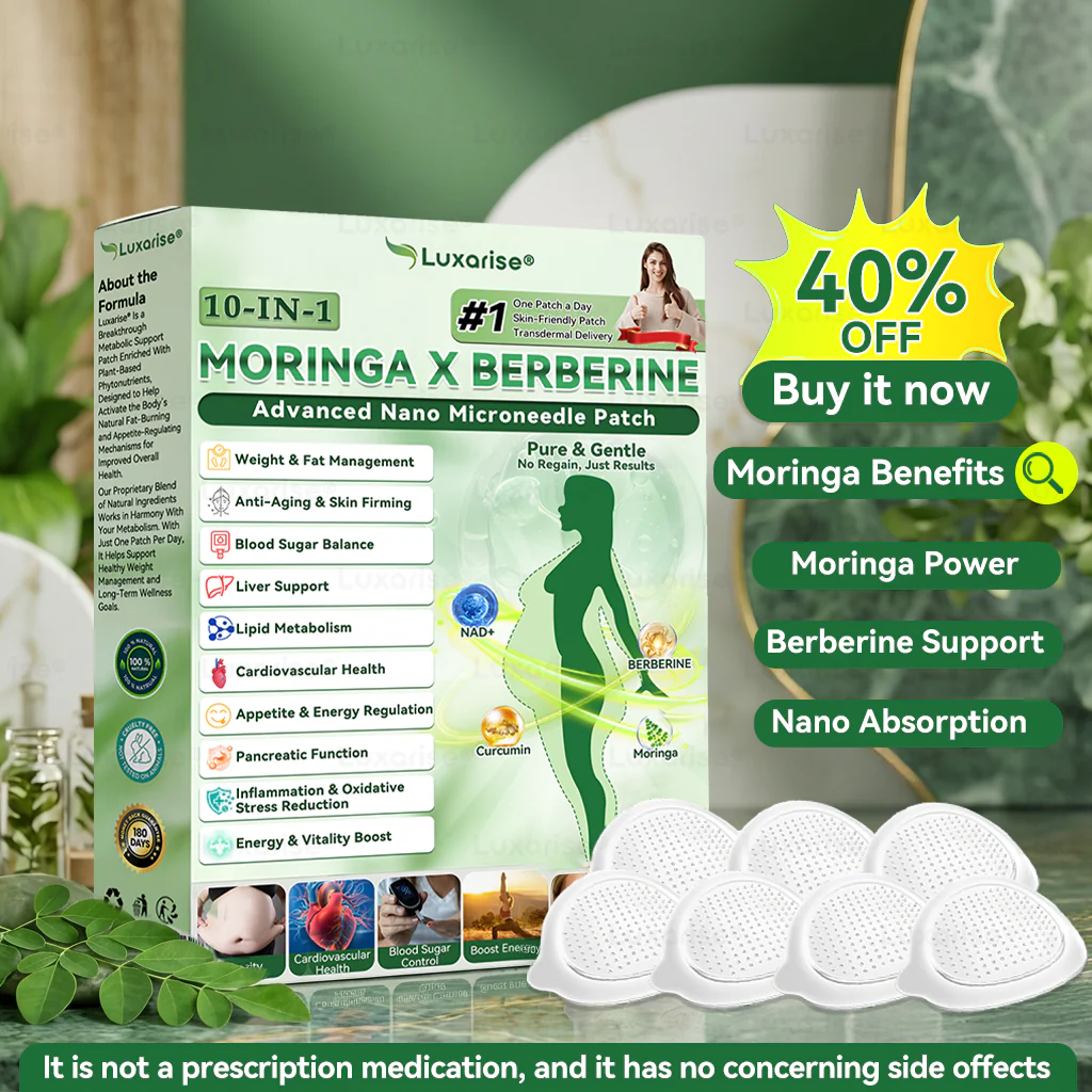 Official Store | 🌿🌿 Luxarise® Moringa × Berberine 10‑in‑1 Advanced Nano Microneedle Patch (Once daily, visible changes in 7 days)